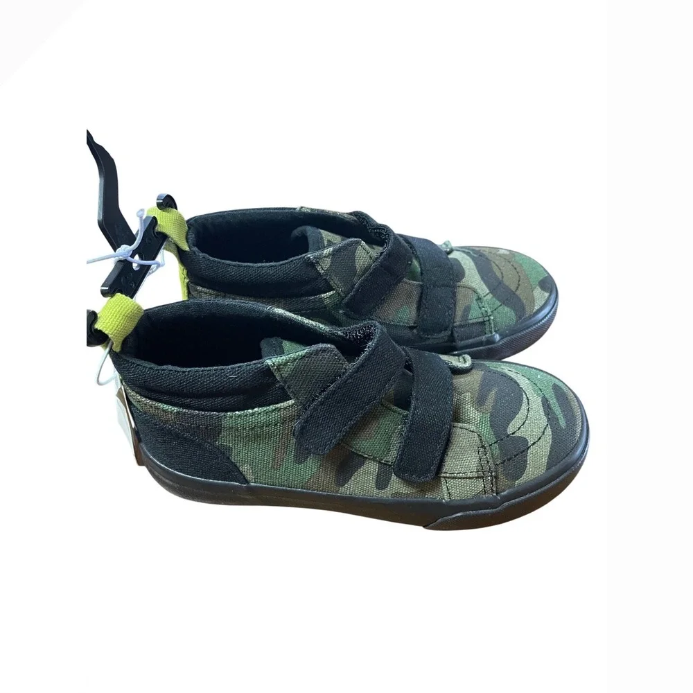 Old Navy Kids Camo High Top Sneakers Camouflage Hook Loop Size 11 NEW no-tie‎